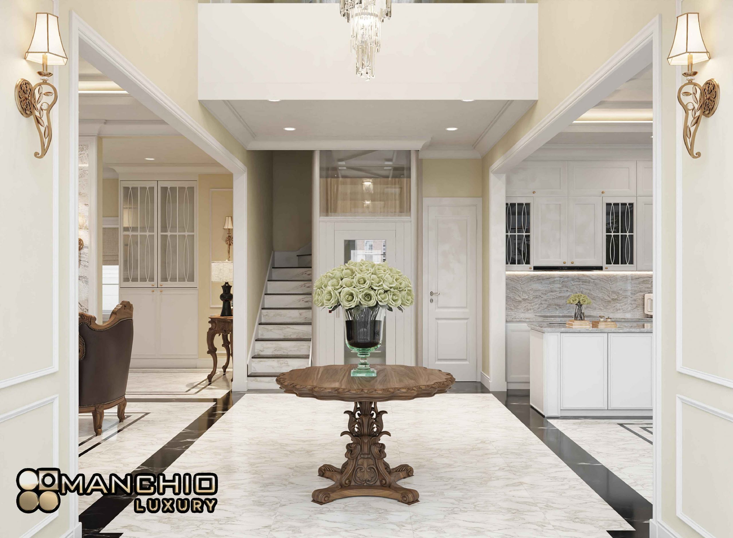 Loi-hanh-lang-phong-khach-Biet-thu-Anh-Dao-Vinhomes-Riverside-3-scaled